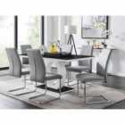 Furniture Box Giovani High Gloss And Glass Dining Table And 6 x Elephant Grey Lorenzo Chairs Set