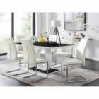 Furniture Box Giovani High Gloss And Glass Dining Table And 6 x White Lorenzo Chairs Set