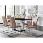 Furniture Box Giovani High Gloss And Glass Dining Table And 6 x Cappuccino Grey Lorenzo Chairs Set