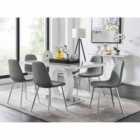 Furniture Box Giovani 6 Seater Grey Dining Table And 6 x Grey Corona Silver Leg Chairs