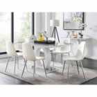 Furniture Box Giovani 6 Seater Grey Dining Table & 6 x White Corona Silver Leg Chairs