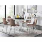 Furniture Box Giovani 6 Seater Grey Dining Table And 6 x Cappuccino Corona Silver Leg Chairs