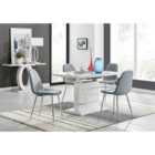 Furniture Box Renato 120cm High Gloss Extending Dining Table and 4 x Grey Corona Silver Leg Chairs
