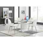 Furniture Box Renato 120cm High Gloss Extending Dining Table and 4 x White Corona Silver Leg Chairs