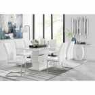 Furniture Box Apollo White Dining Table, 6x White Chairs