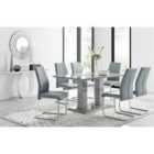 Furniture Box Imperia 150 x 90cm Grey Modern High Gloss Dining Table And 6 x Elephant Grey Lorenzo Dining Chairs Set