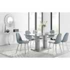 Furniture Box Imperia 6 Seater Grey Dining Table and 6 x Grey Corona Silver Leg Chairs