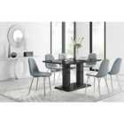 Furniture Box Imperia 6 Seater Black Dining Table and 6 x Grey Corona Silver Leg Chairs