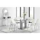 Furniture Box Imperia 6 Seater Grey Dining Table and 6 x White Corona Silver Leg Chairs