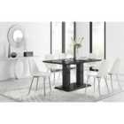 Furniture Box Imperia 6 Seater Black Dining Table and 6 x White Corona Silver Leg Chairs