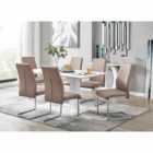 Furniture Box Imperia 150 x 90cm White High Gloss Dining Table And 6 x Cappuccino Grey Lorenzo Dining Chairs Set