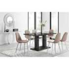 Furniture Box Imperia 6 Seater Black Dining Table and 6 x Cappuccino Corona Silver Leg Chairs