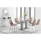 Furniture Box Imperia 6 Seater Grey Dining Table and 6 x Cappuccino Corona Silver Leg Chairs
