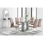 Furniture Box Imperia 150 x 90cm Grey Modern High Gloss Dining Table And 6 x Cappuccino Grey Lorenzo Dining Chairs Set