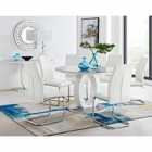 Furniture Box Giovani Grey White High Gloss And Glass Large Round Dining Table And 4 x White Lorenzo Chairs Set