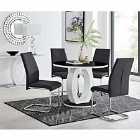 Furniture Box Giovani Glass 1m Dining Table, 4 Black Chairs