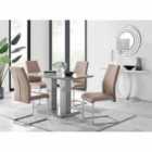 Furniture Box Imperia 120 x 70 cm 4 Seater Modern Grey High Gloss Dining Table And 4 x Cappuccino Grey Stylish Lorenzo Chrome Dining Chairs Set