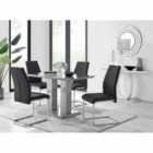 Furniture Box Imperia 120 x 70 cm 4 Seater Modern Grey High Gloss Dining Table And 4 x Black Stylish Lorenzo Chrome Dining Chairs Set