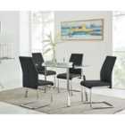 Furniture Box Cosmo Chrome Metal And Glass Dining Table And 4 x Black Lorenzo Dining Chairs