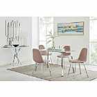 Furniture Box Cosmo Dining Table and 4 x Cappuccino Corona Silver Leg Chairs