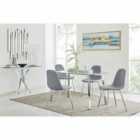 Furniture Box Cosmo Dining Table and 4 x Grey Corona Silver Leg Chairs