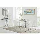 Furniture Box Cosmo Dining Table and 4 x White Corona Silver Leg Chairs
