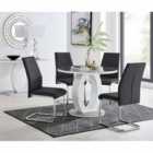 Furniture Box Giovani Grey White High Gloss And Glass 100cm Round Dining Table And 4 x Black Lorenzo Chairs Set