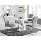 Furniture Box Atlanta White High Gloss And Chrome Metal Rectangle Dining Table And 4 x Elephant Grey Lorenzo Dining Chairs Set