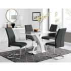 Furniture Box Atlanta White High Gloss And Chrome Metal Rectangle Dining Table And 4 x Black Lorenzo Dining Chairs Set