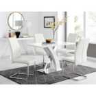 Furniture Box Atlanta White High Gloss And Chrome Metal Rectangle Dining Table And 4 White Lorenzo Dining Chairs Set