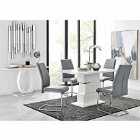 Furniture Box Apollo Rectangle White High Gloss Chrome Dining Table And 4 x Elephant Grey Lorenzo Chairs Set