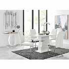 Furniture Box Apollo Rectangle White High Gloss Chrome Dining Table And 4 x White Lorenzo Chairs Set