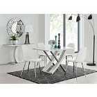 Furniture Box Mayfair 4 Dining Table and 4 x White Corona Silver Leg Chairs