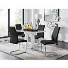 Furniture Box Giovani Grey White Modern High Gloss And Glass Dining Table And 4 x Black Lorenzo Chairs Set