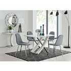 Furniture Box Mayfair 4 Dining Table and 4 x Grey Corona Silver Leg Chairs