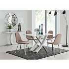 Furniture Box Mayfair 4 Dining Table and 4 x Cappuccino Corona Silver Leg Chairs