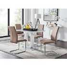 Furniture Box Giovani Grey White Modern High Gloss And Glass Dining Table And 4 x Cappuccino Grey Lorenzo Chairs Set