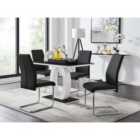Furniture Box Giovani Black White High Gloss Glass Dining Table And 4 x Black Lorenzo Chairs Set