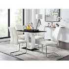 Furniture Box Giovani Black White High Gloss Glass Dining Table And 4 x White Lorenzo Chairs Set