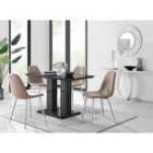 Furniture Box Imperia 4 Seater Black Dining Table and 4 x Cappuccino Corona Silver Leg Chairs