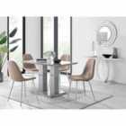 Furniture Box Imperia 4 Seater Modern Grey High Gloss Dining Table And 4 x Cappuccino Grey Corona Silver Chairs Set