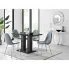Furniture Box Imperia 4 Seater Black Dining Table and 4 x Grey Corona Silver Leg Chairs