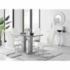 Furniture Box Imperia 120 x 70 cm 4 Seater Modern Grey High Gloss Dining Table And 4 x White Stylish Lorenzo Chrome Dining Chairs Set