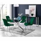 Furniture Box Leonardo 4 Seater Table and 4 x Green Pesaro Silver Leg Chairs