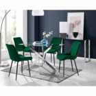 Furniture Box Leonardo 4 Seater Table and 4 x Green Pesaro Black Leg Chairs