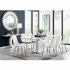 Furniture Box Arezzo Large Extending Dining Table and 8 x White Corona Silver Leg Chairs