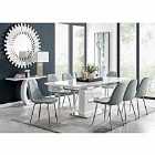 Furniture Box Arezzo Large Extending Dining Table and 8 Grey Corona Silver Leg Chairs
