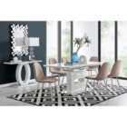 Furniture Box Arezzo Large Extending Dining Table and 6 x Cappuccino Corona Silver Leg Chairs