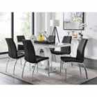 Furniture Box Giovani 6 Seater Grey Dining Table & 6 x Black Isco Chairs
