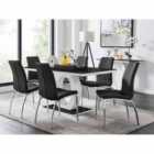 Furniture Box Giovani 6 Seater Black Dining Table & 6 x Black Isco Chairs